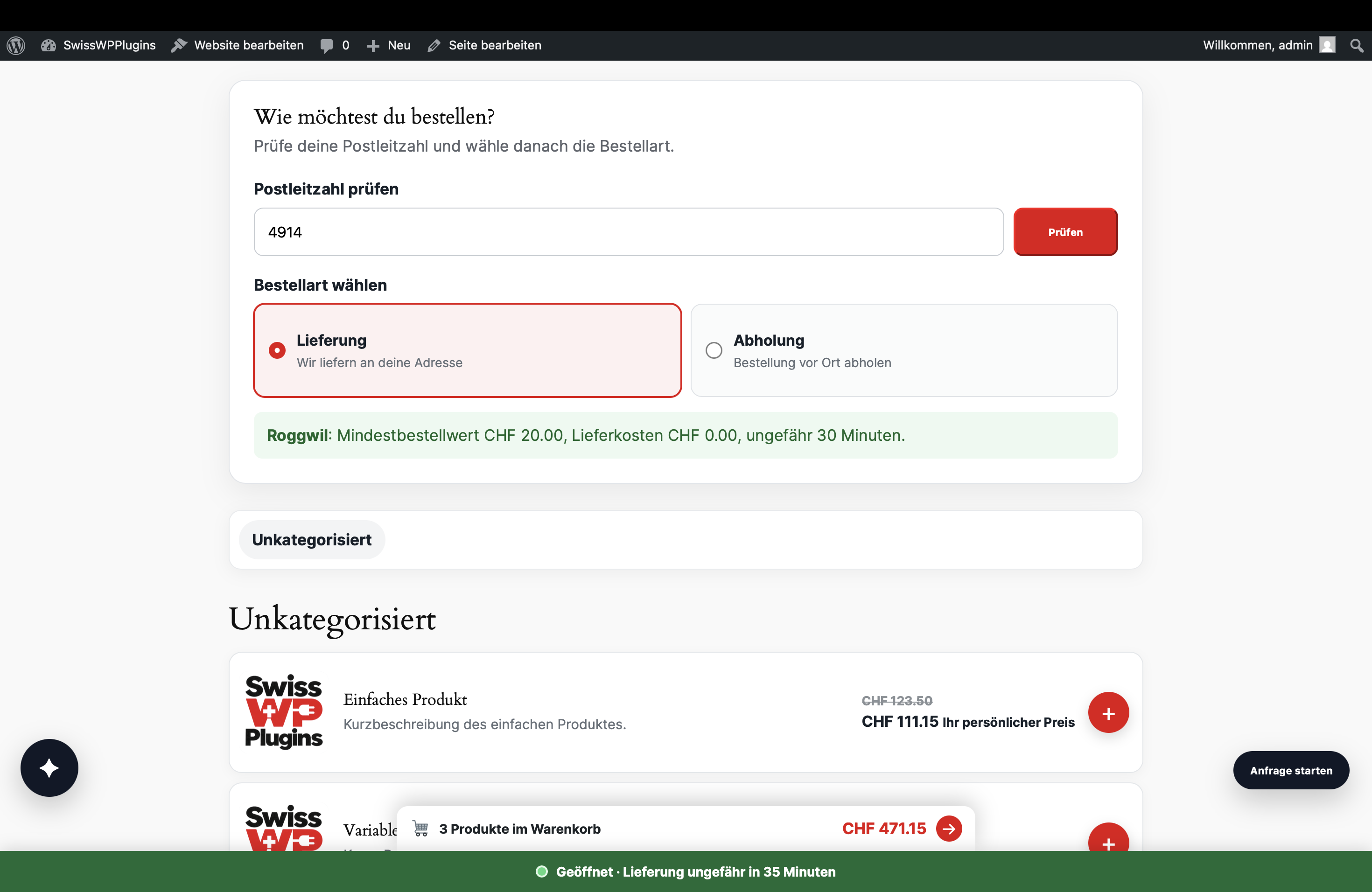 Küchenansicht des SwissWP Lieferservice