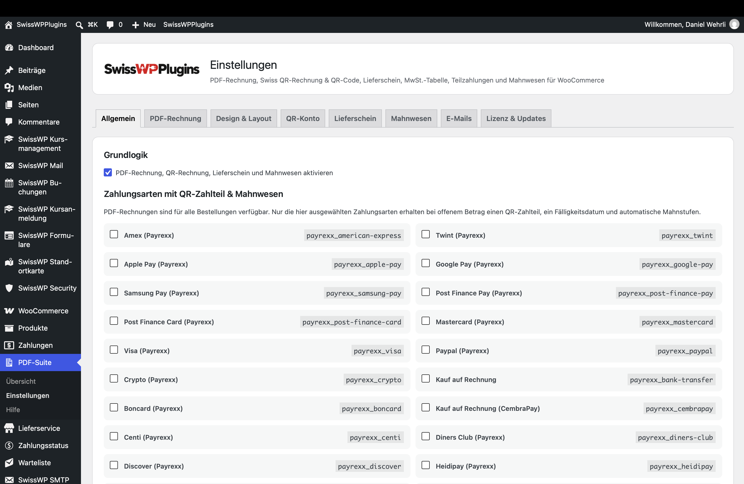 SwissWP WooCommerce PDF-Suite – Übersicht