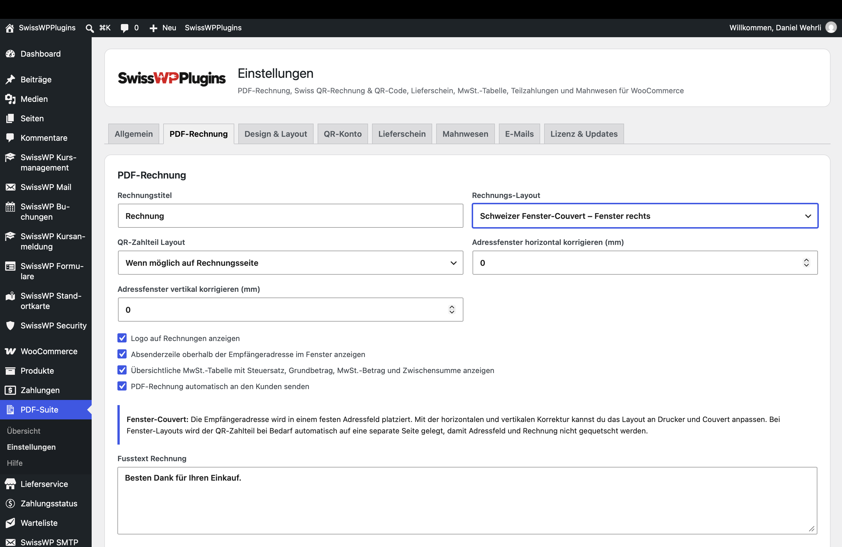 PDF-Rechnung mit SwissWP WooCommerce PDF-Suite
